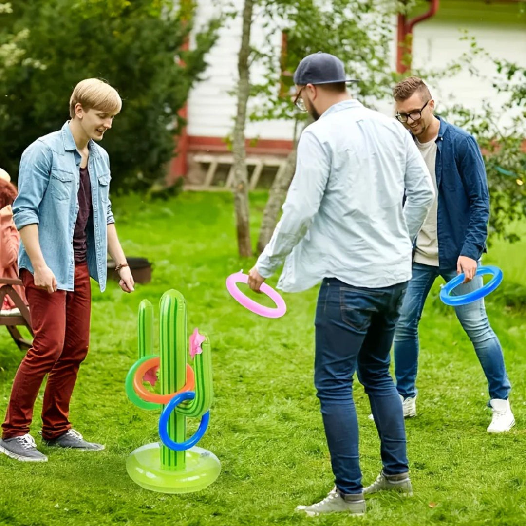 Cactus-Themed Inflatable Ring Toss Game Set