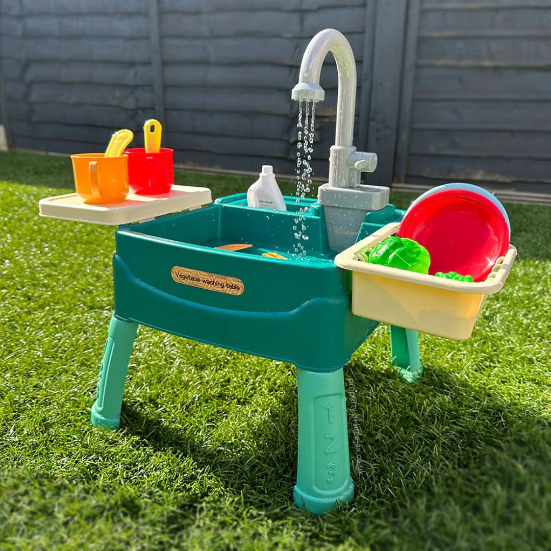 Kids' Play Kitchen Set with Functional Water Tap