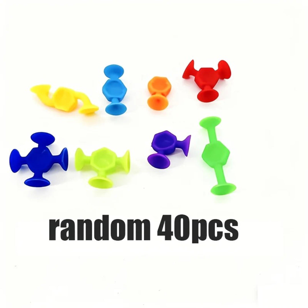 Colorful Sensory Building Toy Set with Suction Cups - Construction Block Kit