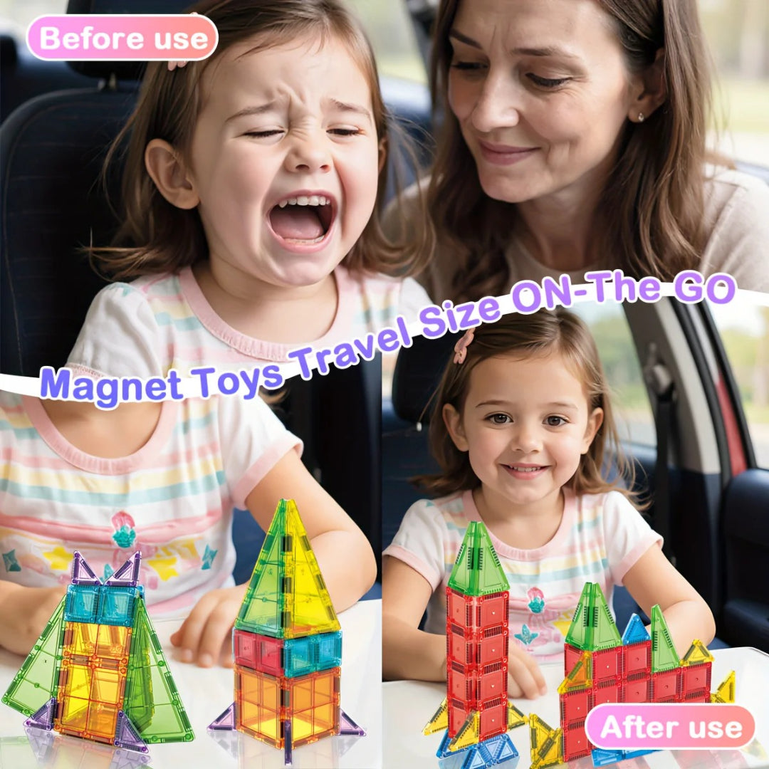 32-Piece Magnetic Building Block Set - STEM Magnetic Tiles