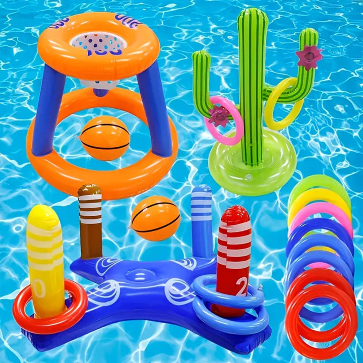 Cactus-Themed Inflatable Ring Toss Game Set