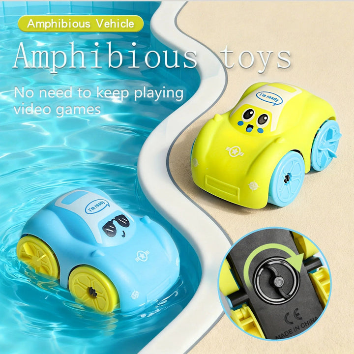 Wind-Up Bath Toy Boat Car - Amphibious Vehicle for Land and Water Fun