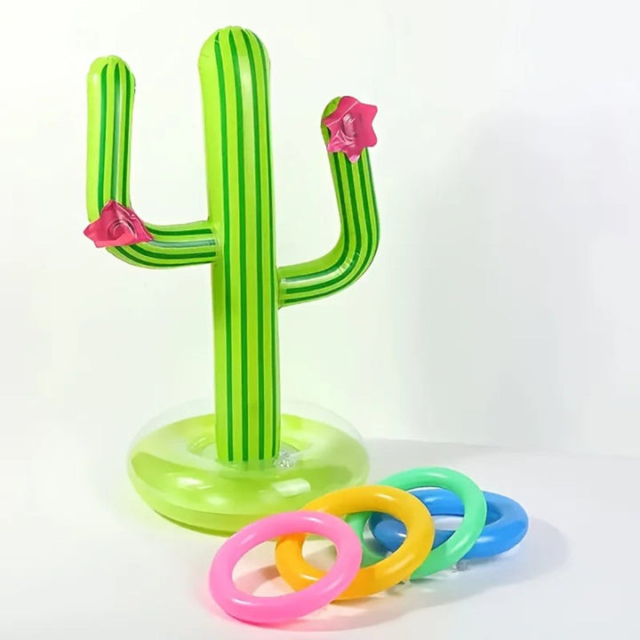 Cactus-Themed Inflatable Ring Toss Game Set