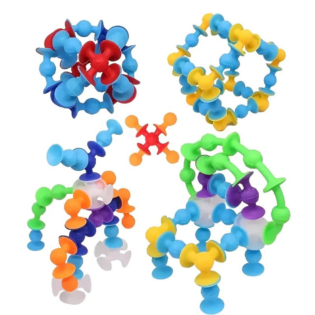 Colorful Sensory Building Toy Set with Suction Cups - Construction Block Kit
