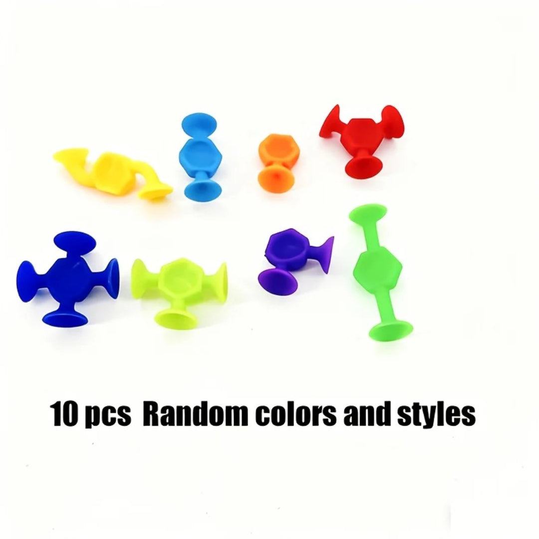 Colorful Sensory Building Toy Set with Suction Cups - Construction Block Kit