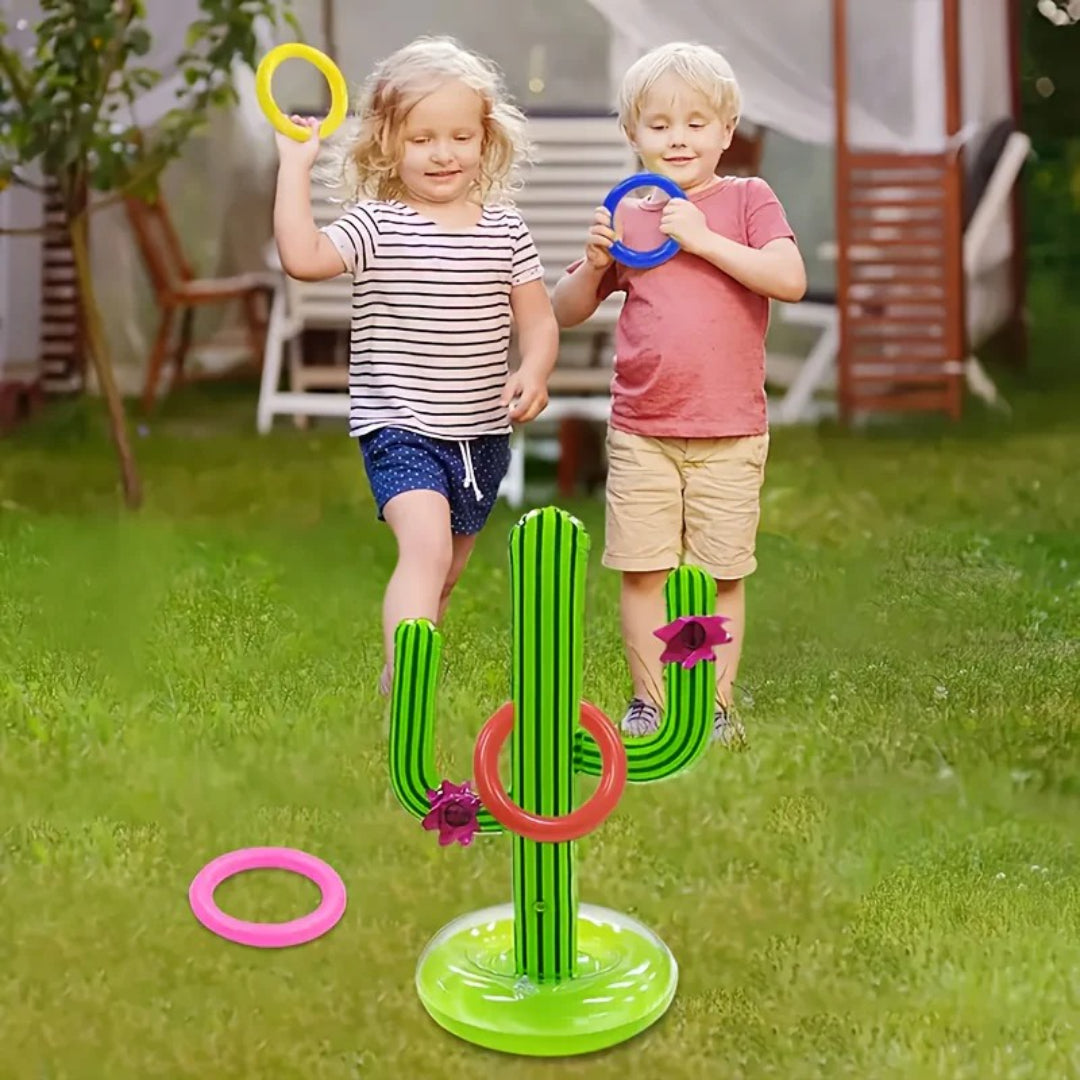 Cactus-Themed Inflatable Ring Toss Game Set