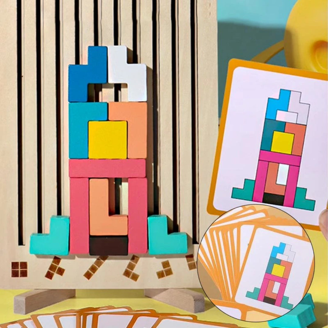 Wooden Stacking Puzzle Toy for Motor Skills Development