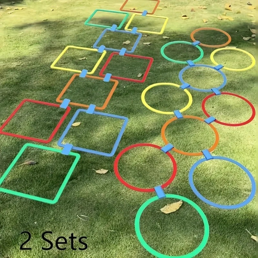 Colorful Sensory Jumping Game Set - 10-Piece Outdoor Skill Training Kit