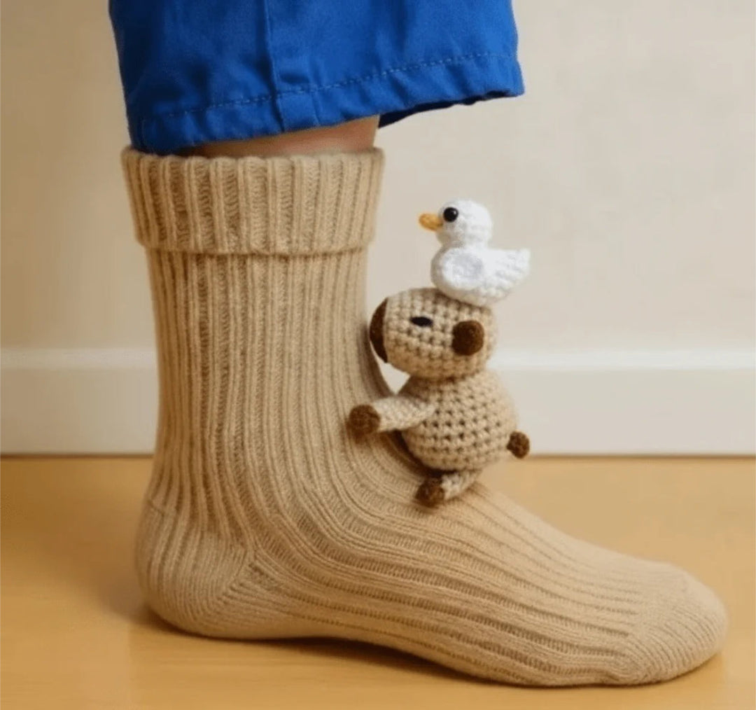 Cozy 3D Animal-Inspired Home Socks with Non-Slip Sole