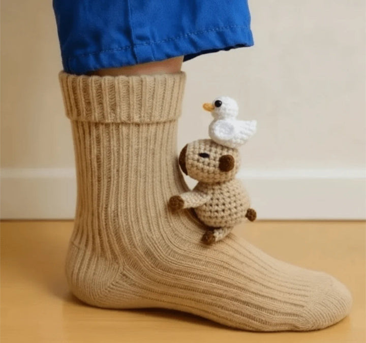 Cozy 3D Animal-Inspired Home Socks with Non-Slip Sole