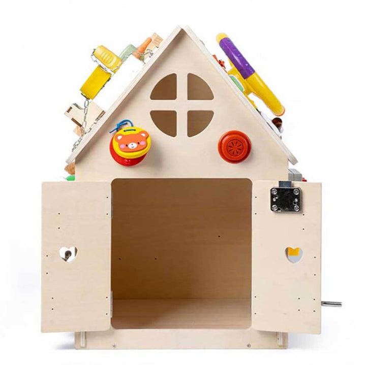 Children's Wooden Learning House with Interactive Features