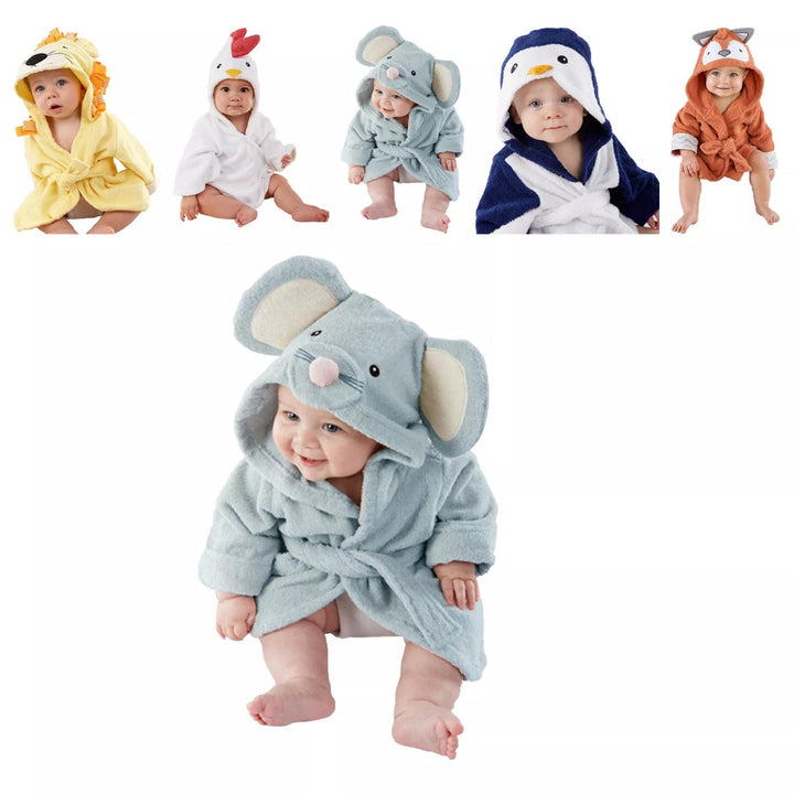 Soft and Absorbent Animal Print Baby Bathrobe