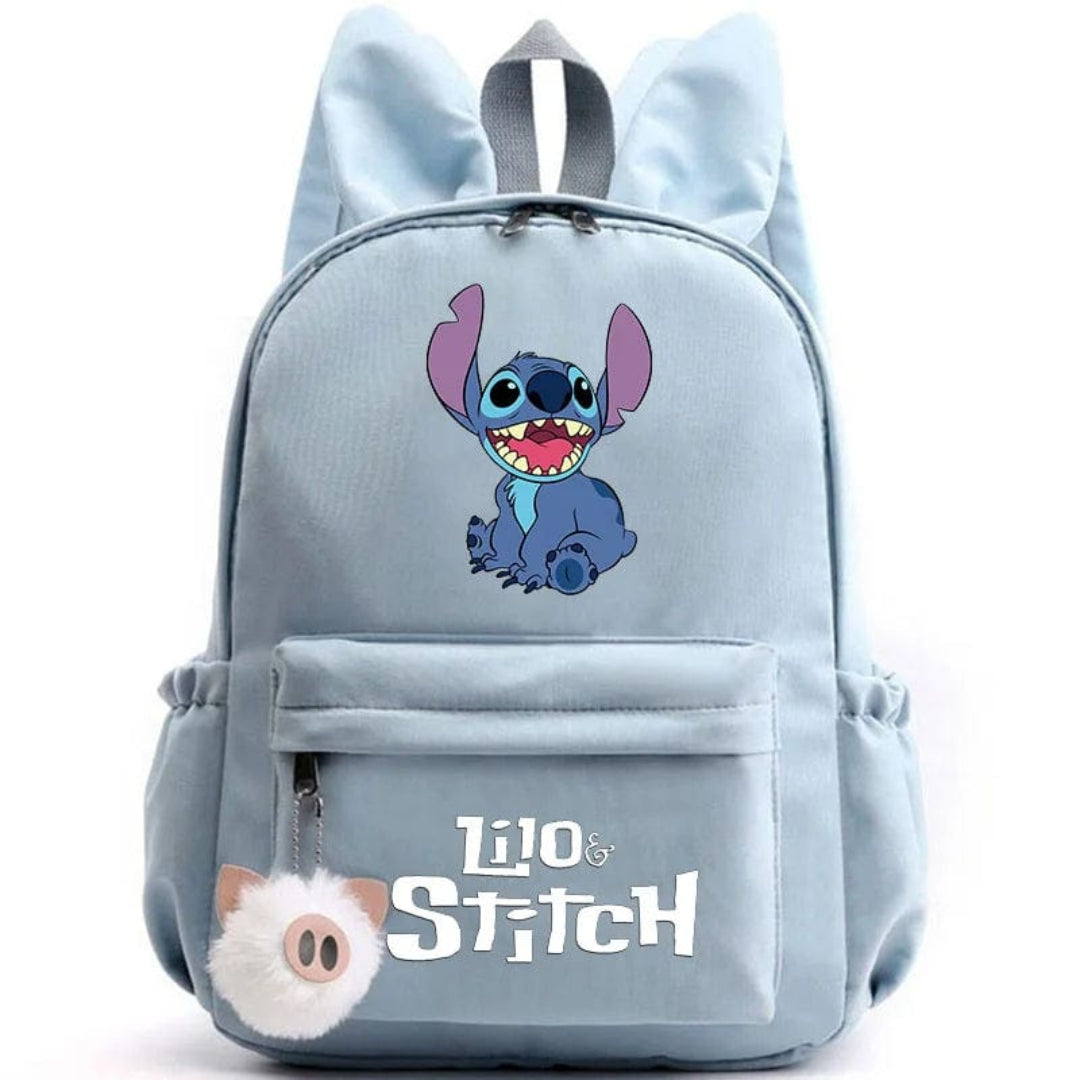 Stitch-Themed School Backpack with Keychain