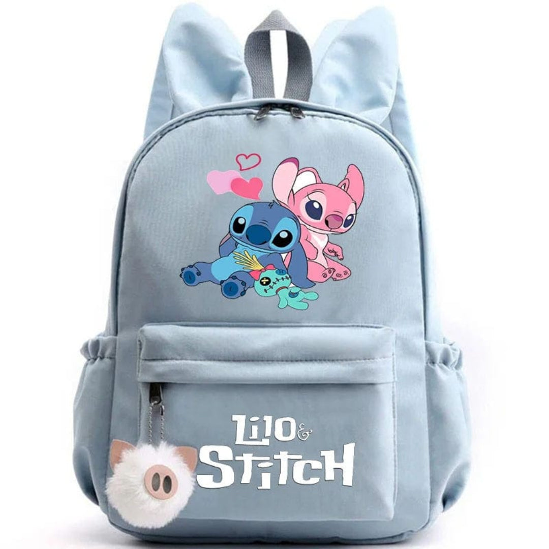 Stitch-Themed School Backpack with Keychain