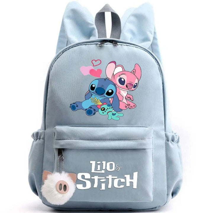 Stitch-Themed School Backpack with Keychain