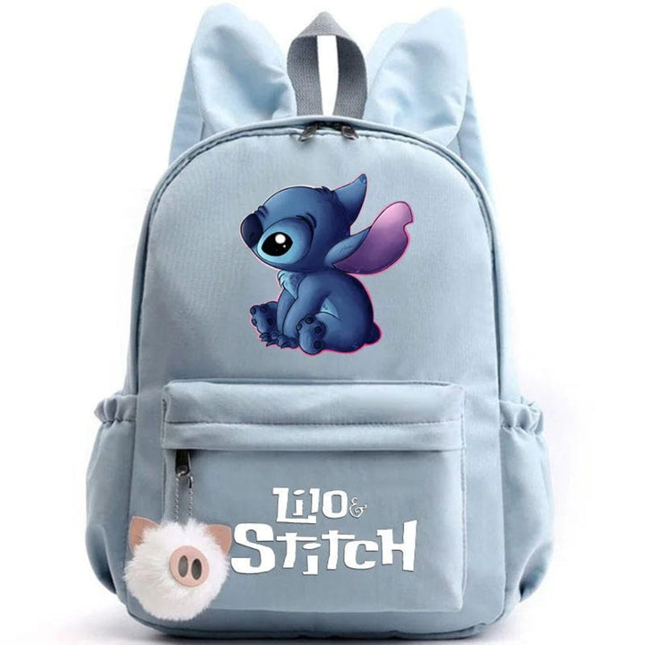 Stitch-Themed School Backpack with Keychain