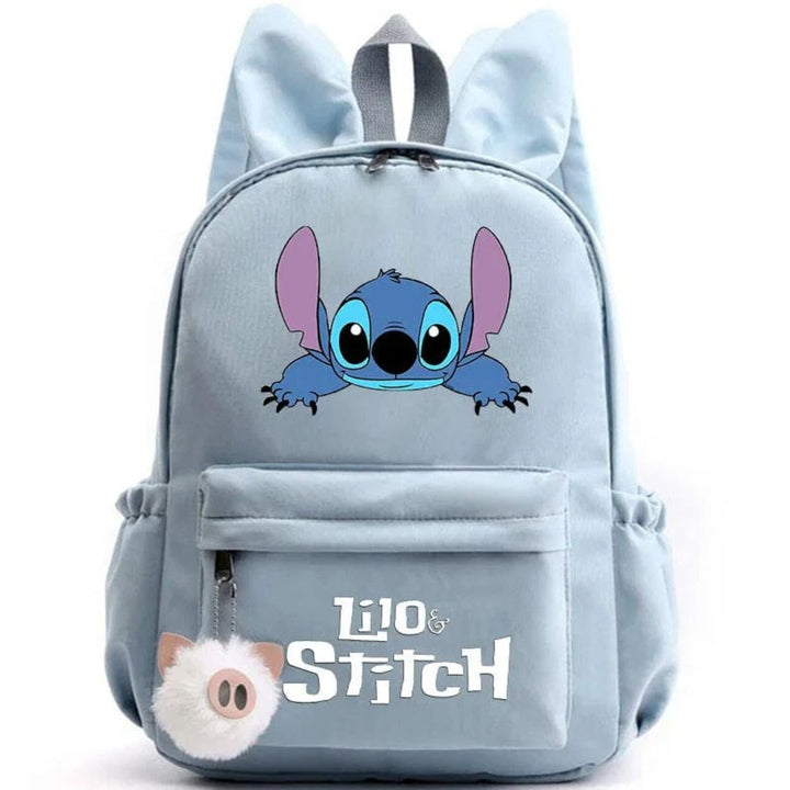 Stitch-Themed School Backpack with Keychain