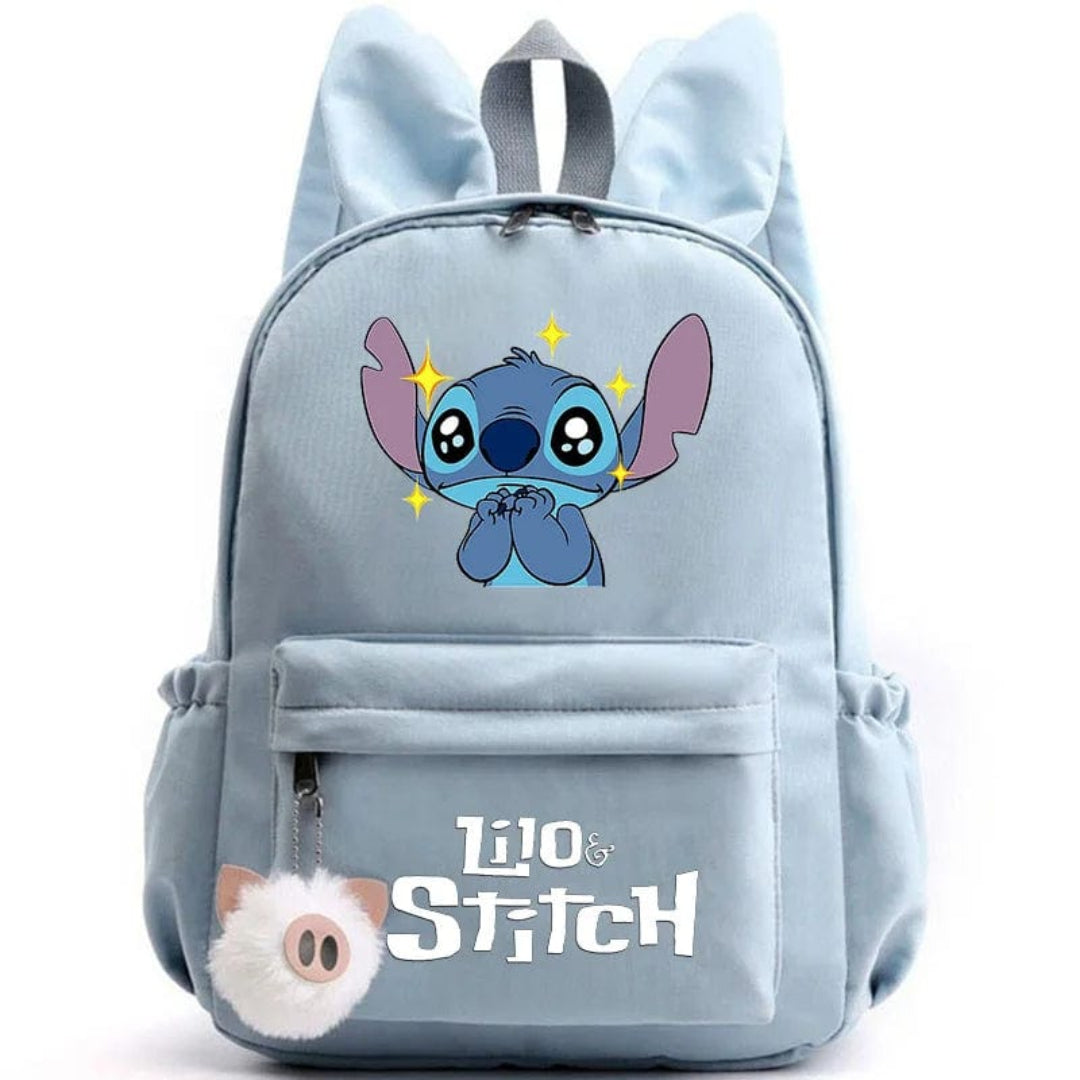 Stitch-Themed School Backpack with Keychain