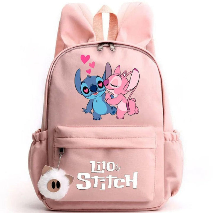 Stitch-Themed School Backpack with Keychain