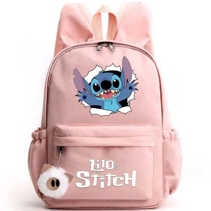 Stitch-Themed School Backpack with Keychain