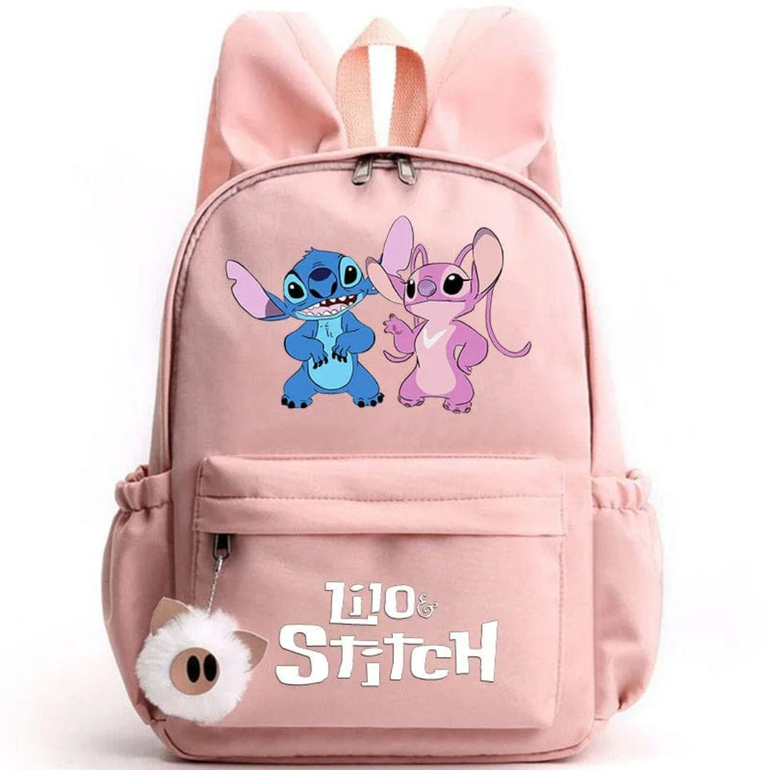 Stitch-Themed School Backpack with Keychain