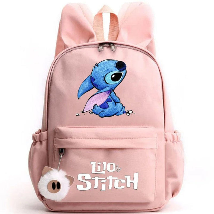 Stitch-Themed School Backpack with Keychain