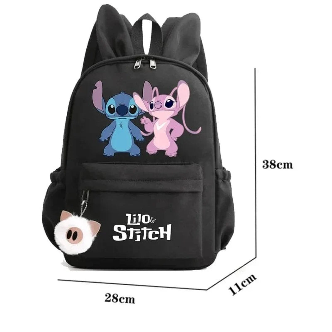 Stitch-Themed School Backpack with Keychain
