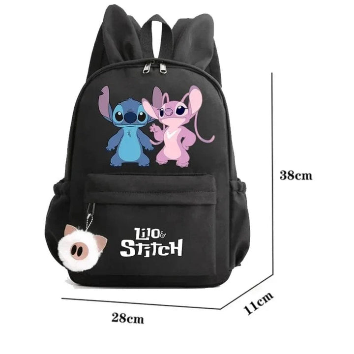 Stitch-Themed School Backpack with Keychain