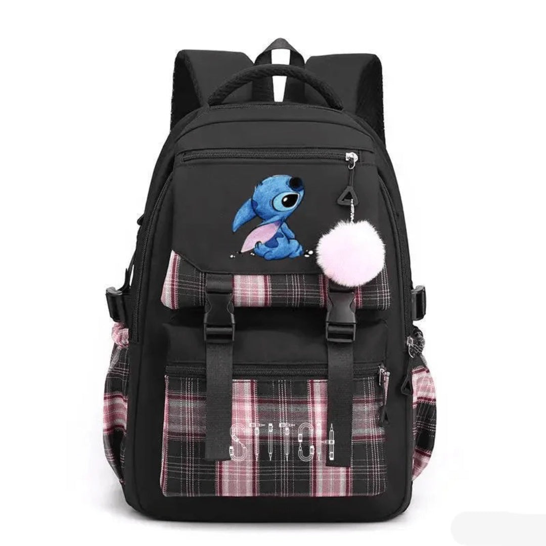 Spacious School Backpack with Stitch Design