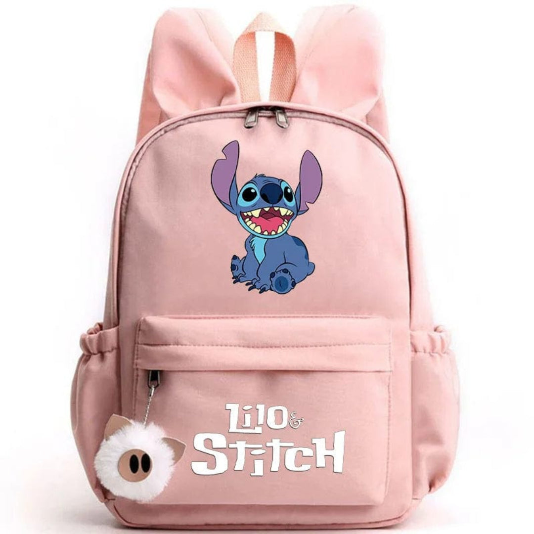 Stitch-Themed School Backpack with Keychain