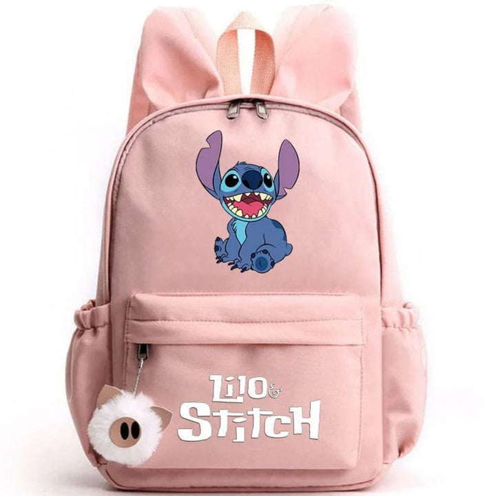 Stitch-Themed School Backpack with Keychain