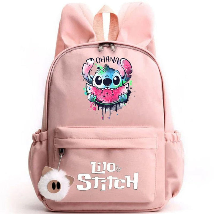 Stitch-Themed School Backpack with Keychain