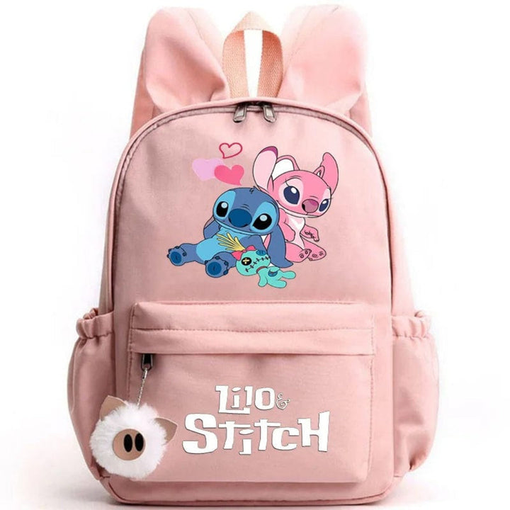 Stitch-Themed School Backpack with Keychain