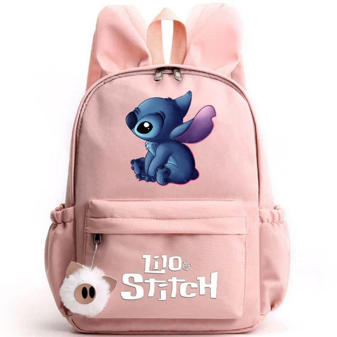 Stitch-Themed School Backpack with Keychain