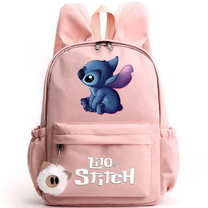 Stitch-Themed School Backpack with Keychain