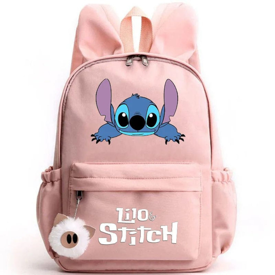 Stitch-Themed School Backpack with Keychain