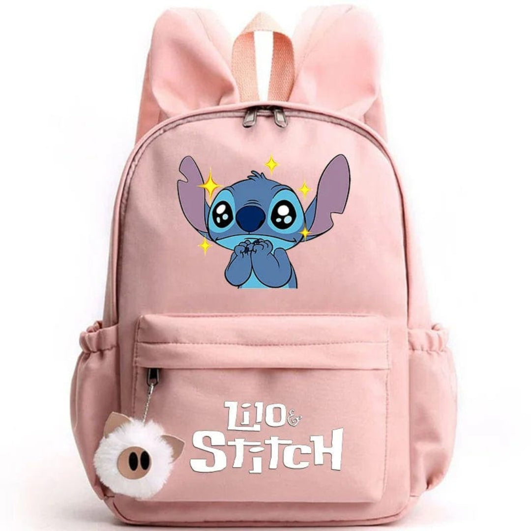 Stitch-Themed School Backpack with Keychain