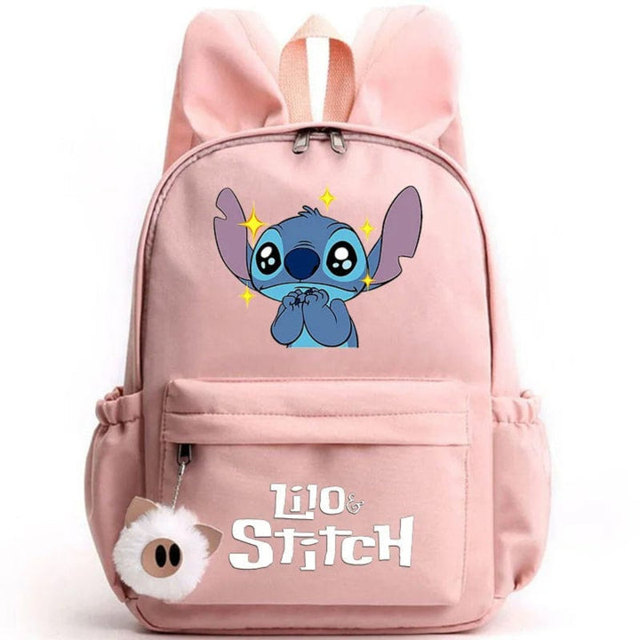 Stitch-Themed School Backpack with Keychain