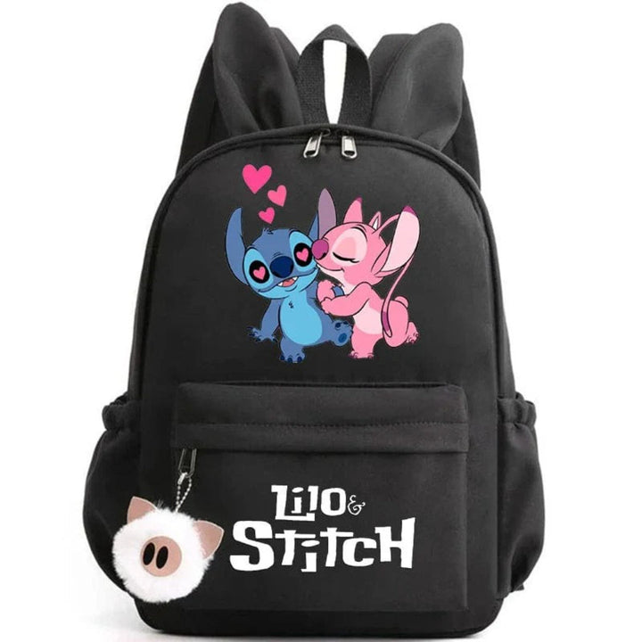 Stitch-Themed School Backpack with Keychain
