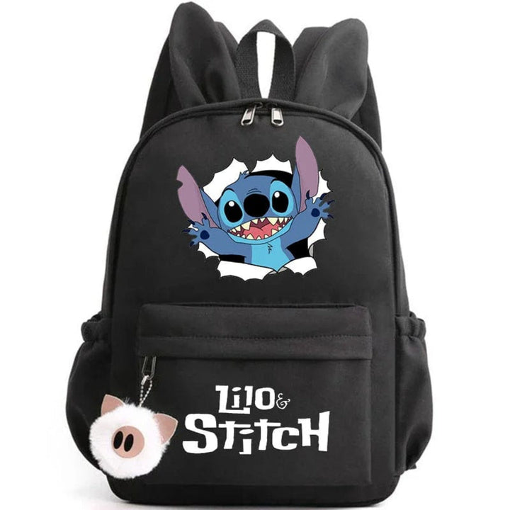 Stitch-Themed School Backpack with Keychain