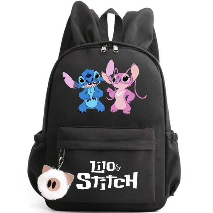 Stitch-Themed School Backpack with Keychain