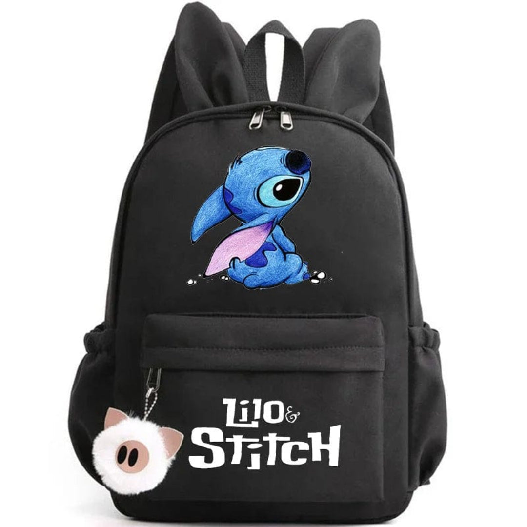 Stitch-Themed School Backpack with Keychain