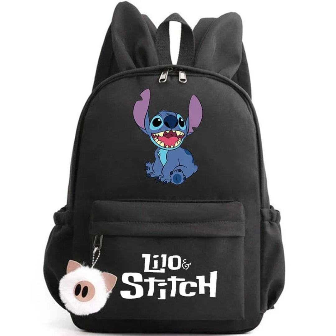 Stitch-Themed School Backpack with Keychain