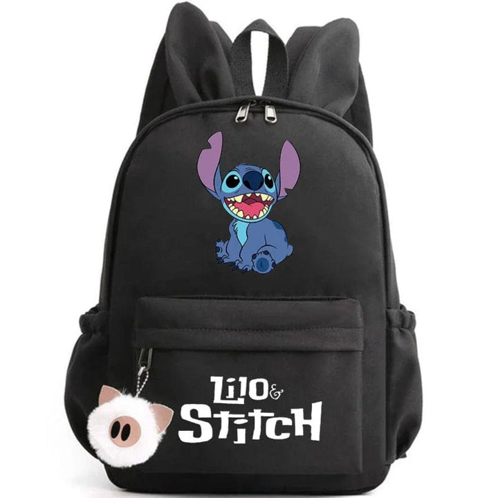 Stitch-Themed School Backpack with Keychain