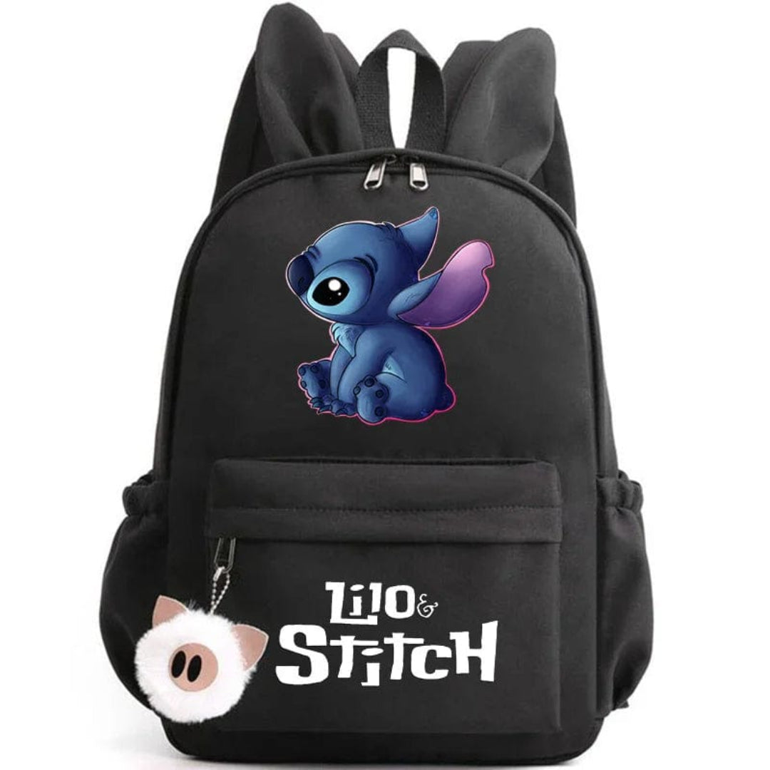 Stitch-Themed School Backpack with Keychain