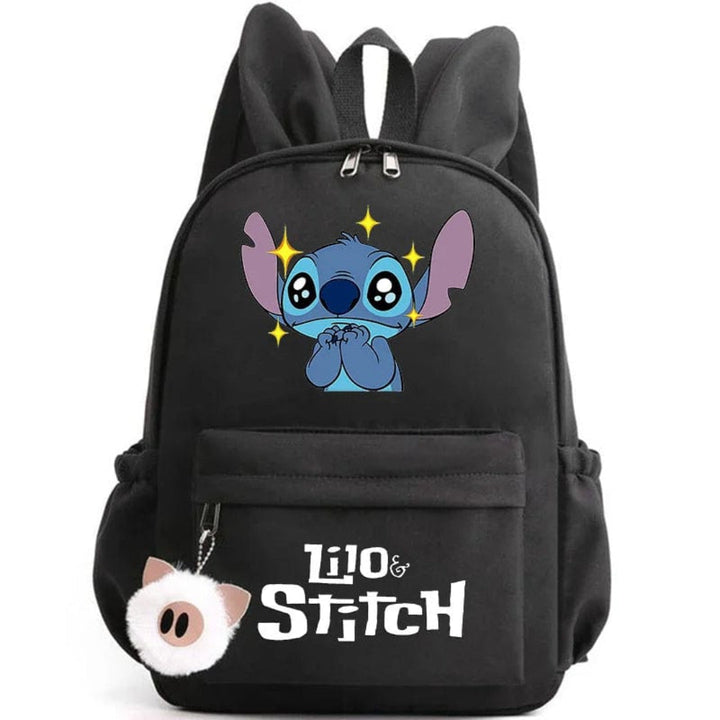 Stitch-Themed School Backpack with Keychain