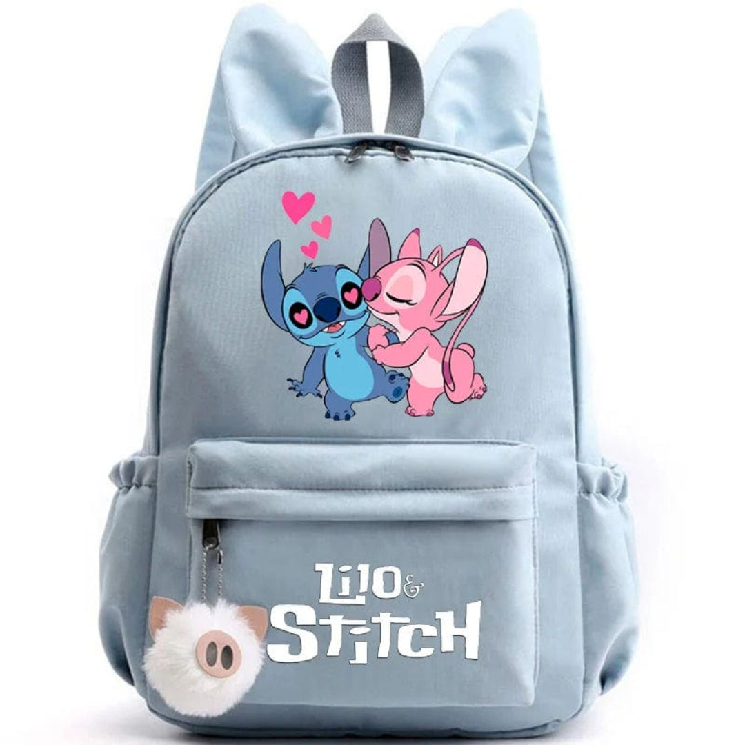Stitch-Themed School Backpack with Keychain