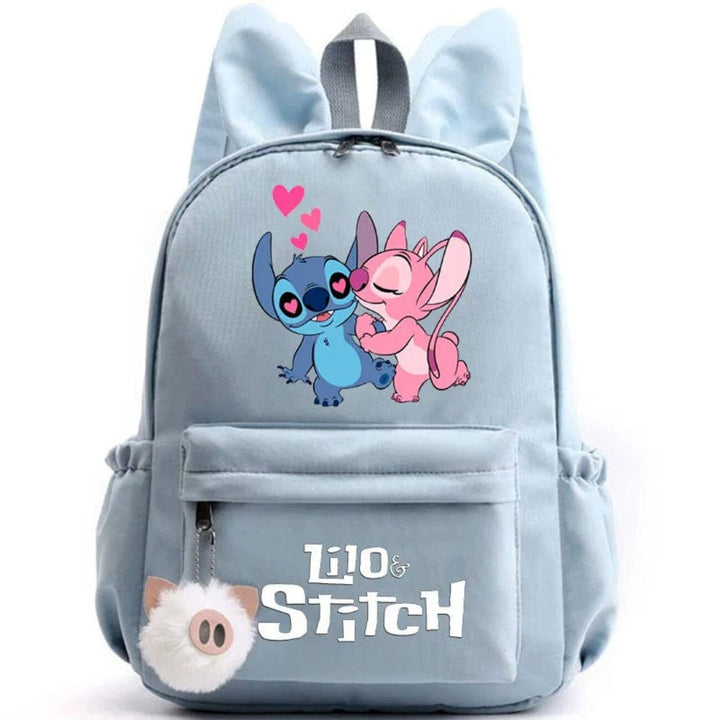 Stitch-Themed School Backpack with Keychain