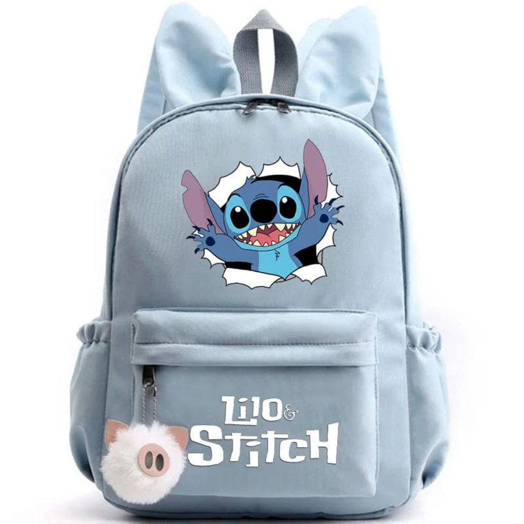 Stitch-Themed School Backpack with Keychain