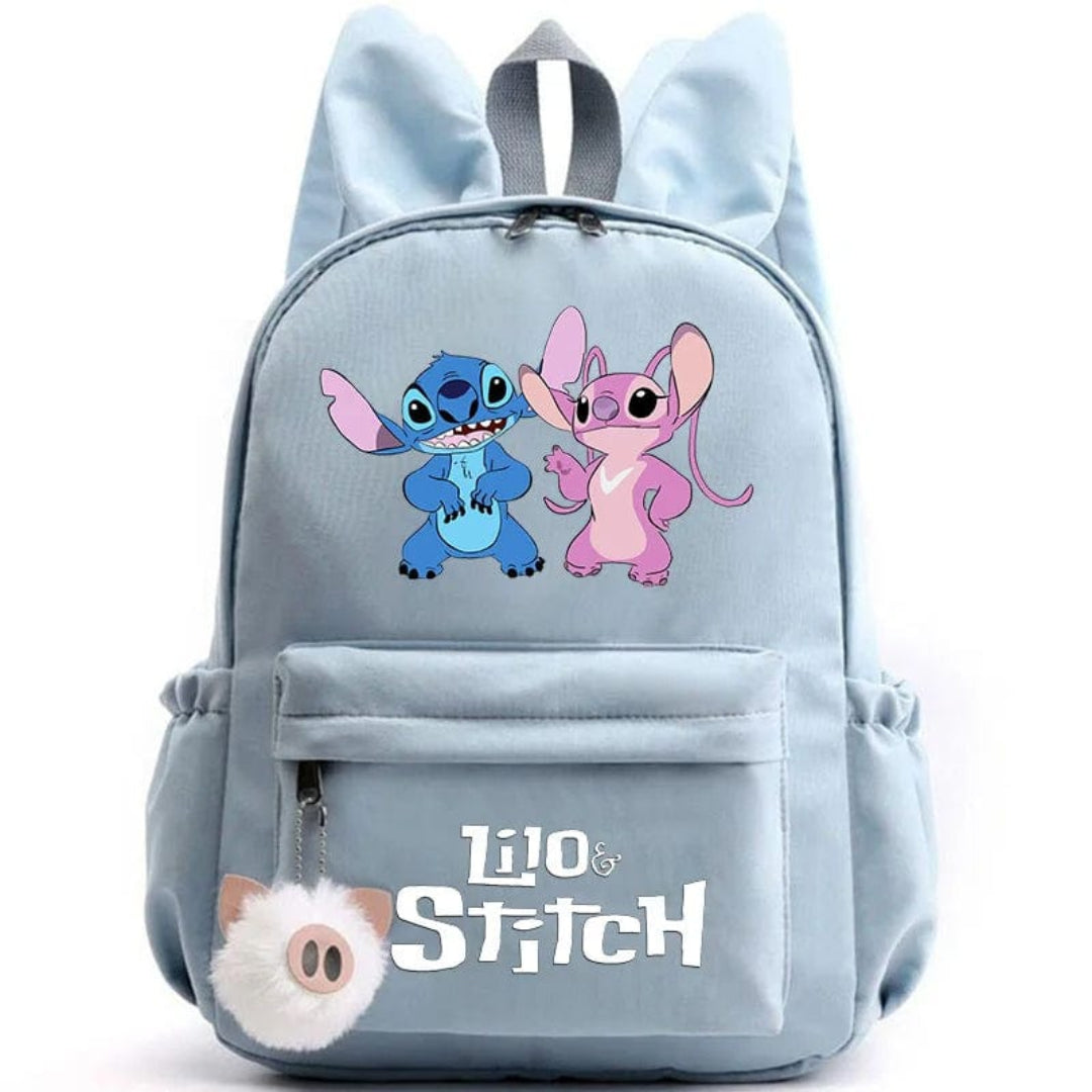 Stitch-Themed School Backpack with Keychain